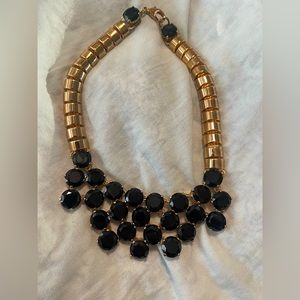 Black Rhinestone gold big statement necklace